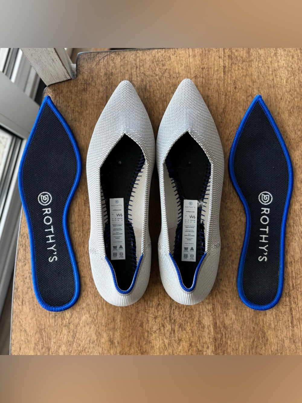 Rothy’s The Point Birdseye Flax Light Grey Flats - Picture 6 of 8